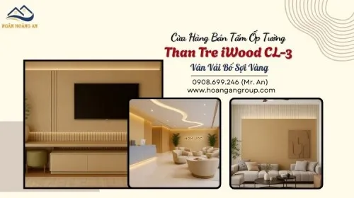 Cửa Hàng Bán Tấm Ốp Tường Than Tre iWood CL-3 Vân Vải Bố Sợi Vàng