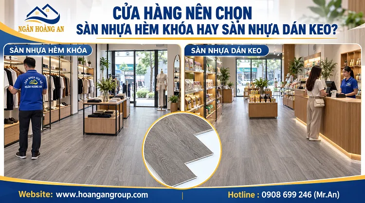 Cửa Hàng Nên Chọn Sàn Nhựa Hèm Khóa Hay Sàn Nhựa Dán Keo?