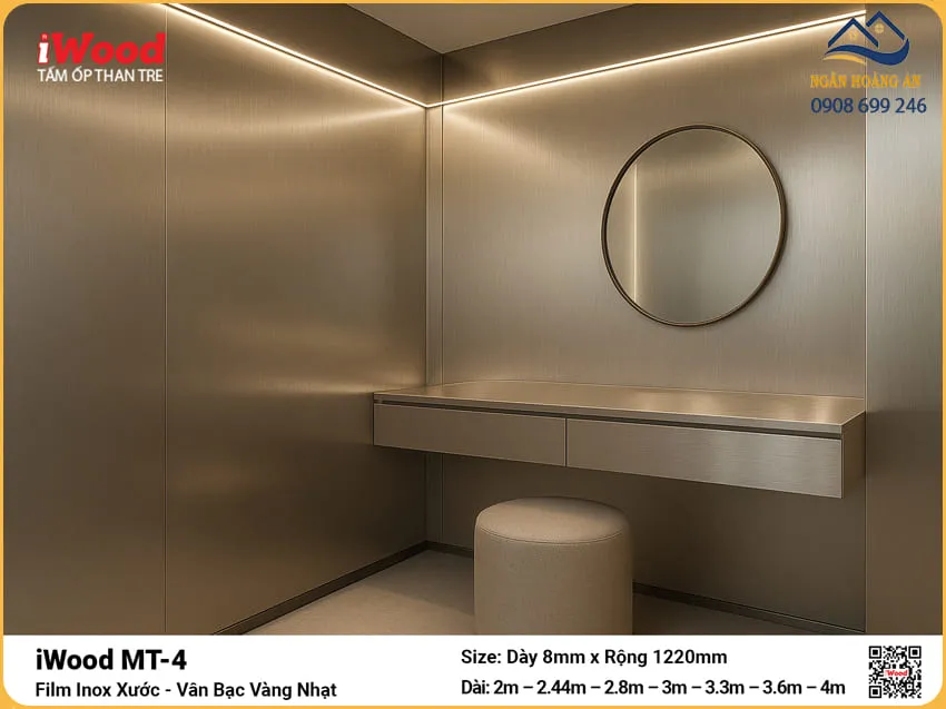 Cửa Hàng Tấm Ốp Than Tre iWood MT-4 Inox Vàng Nhạt Giá Tốt Cửa Hàng Tấm Ốp Than Tre iWood MT-4 Inox Vàng Nhạt Giá Tốt