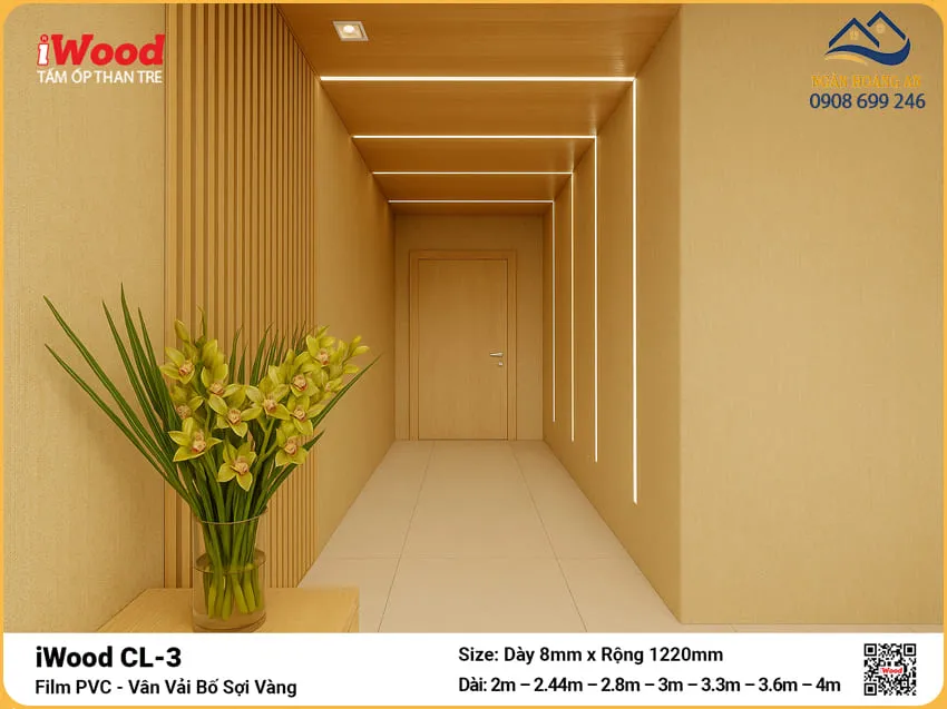 Cửa Hàng Tấm Than Tre iWood CL-3 Vân Vải Bố Sợi Vàng Uy Tín