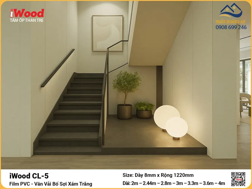 Cửa Hàng Tấm Than Tre iWood CL-5 Vân Vải Xám Trắng Giá Tốt Cửa Hàng Tấm Than Tre iWood CL-5 Vân Vải Xám Trắng Giá Tốt