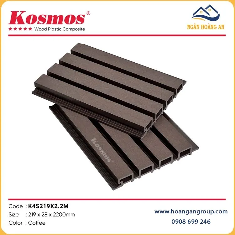 Lam Sóng Gỗ Nhựa Ngoài Trời Kosmos K4S219X2.2M Coffee