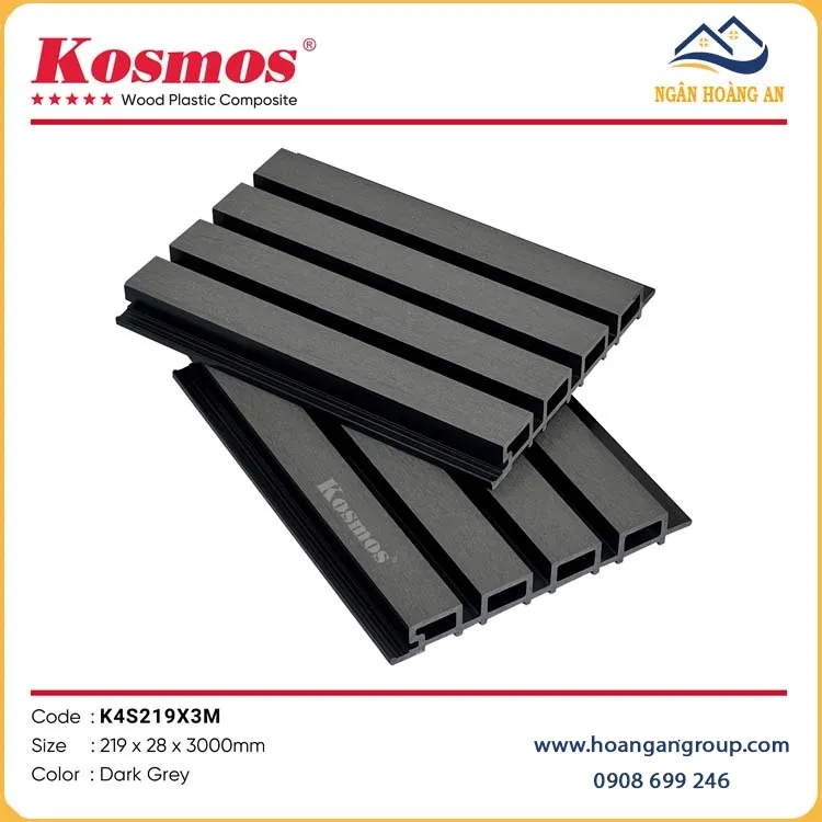 Lam Sóng Gỗ Nhựa Ngoài Trời  Kosmos K4S219X3M Dark Grey