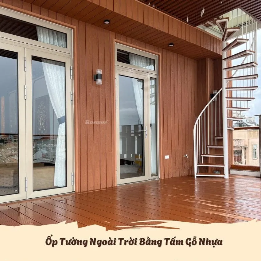 Ốp Tường Ngoài Trời Bằng Tấm Ốp Gỗ Nhựa