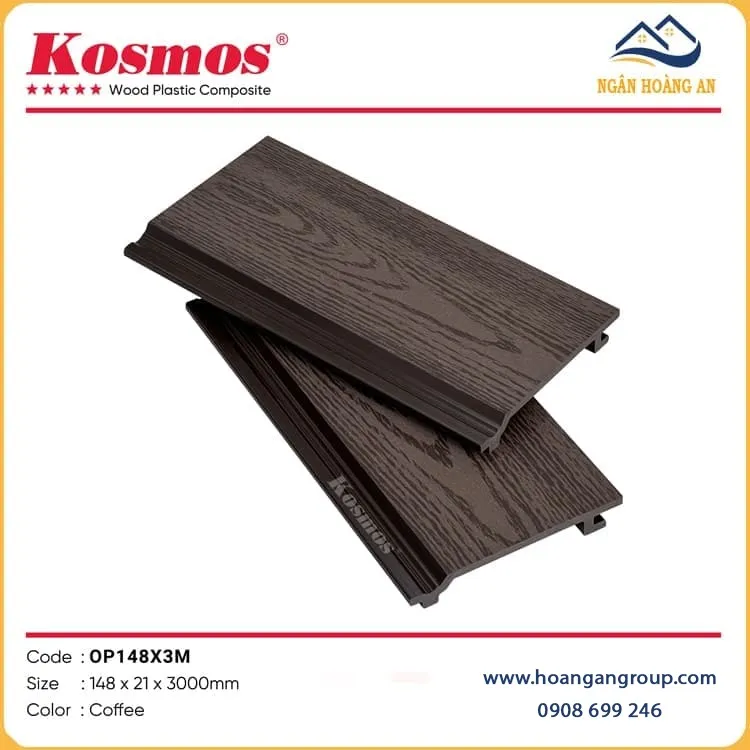 Tấm Ốp Tường Vân Gỗ Ngoài Trời Kosmos OP148X3M Coffee