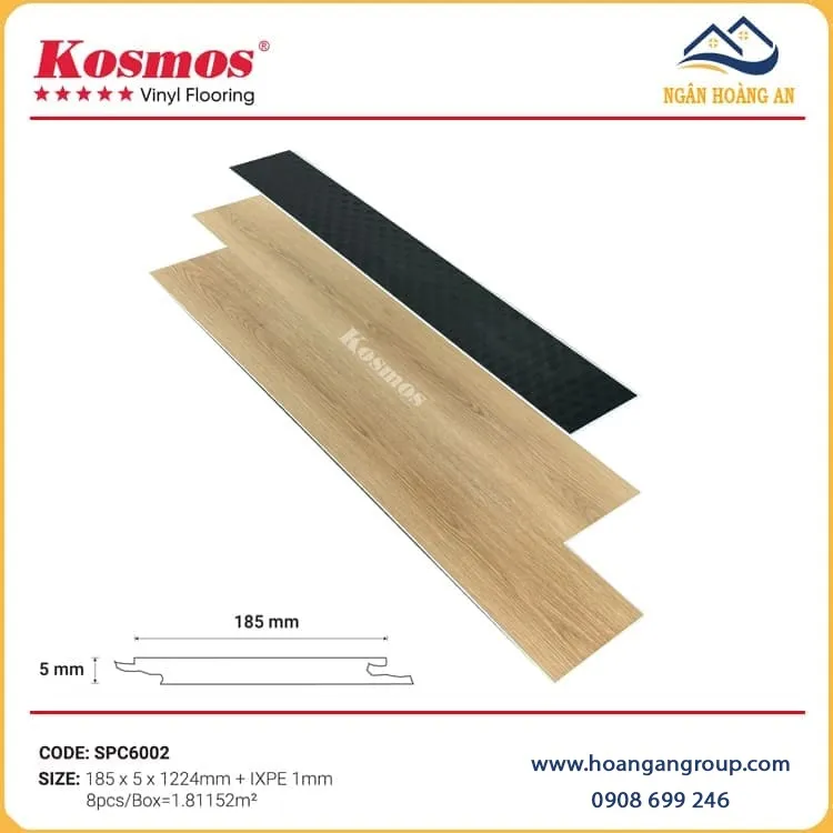 Sàn Nhựa Giả Gỗ Hèm Khoá Giả Vân Gỗ Kosmos SPC6002