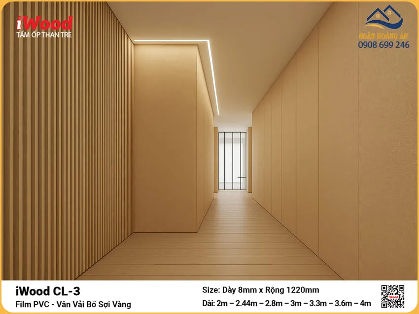 Đại Lý Tấm Ốp Than Tre iWood CL-3 Vân Vải Bố Sợi Vàng Giá Rẻ