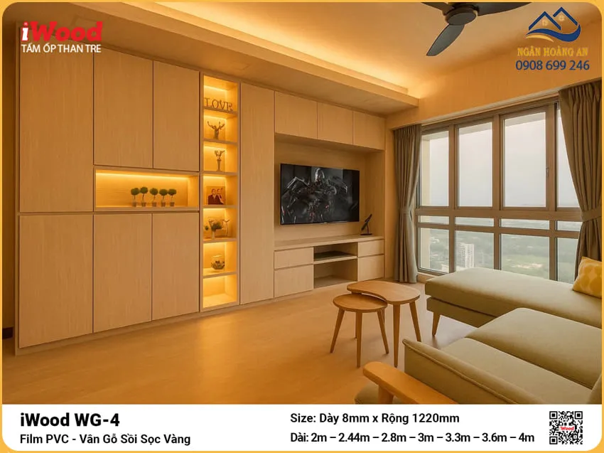 Đại Lý Tấm Ốp Than Tre iWood WG-4 Vân Gỗ Sồi Sọc Vàng Giá Tốt Đại Lý Tấm Ốp Than Tre iWood WG-4 Vân Gỗ Sồi Sọc Vàng Giá Tốt