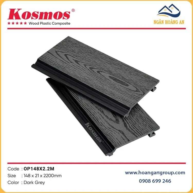 Ốp Tường Gỗ Nhựa Ngoài Trời Kosmos OP148X2.2M Dark Grey
