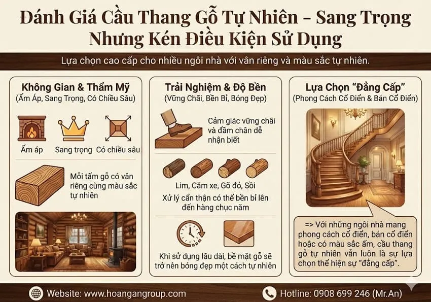 Đánh Giá Cầu Thang Gỗ Tự Nhiên – Sang Trọng Nhưng Kén Điều Kiện Sử Dụng