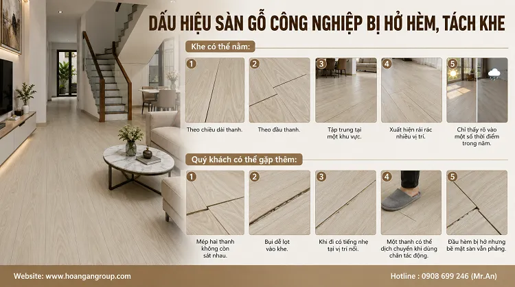Dấu Hiệu Sàn Gỗ Công Nghiệp Bị Hở Hèm, Tách Khe