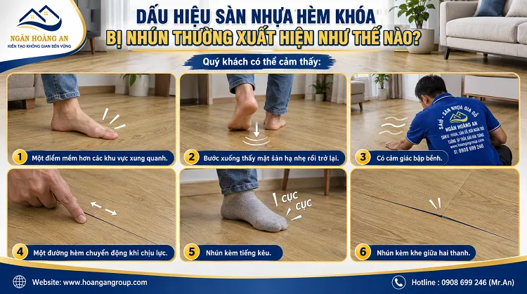 Dấu Hiệu Sàn Nhựa Hèm Khóa Bị Nhún Thường Xuất Hiện Như Thế Nào?