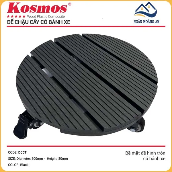 Đế Lót Chậu Cây Có Bánh Xe Gỗ Nhựa Ngoài Trời Kosmos Tròn Black Đế Lót Chậu Cây Có Bánh Xe Gỗ Nhựa Ngoài Trời Kosmos Tròn Black