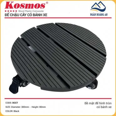 Đế Lót Chậu Cây Có Bánh Xe Gỗ Nhựa Ngoài Trời Kosmos Tròn Black