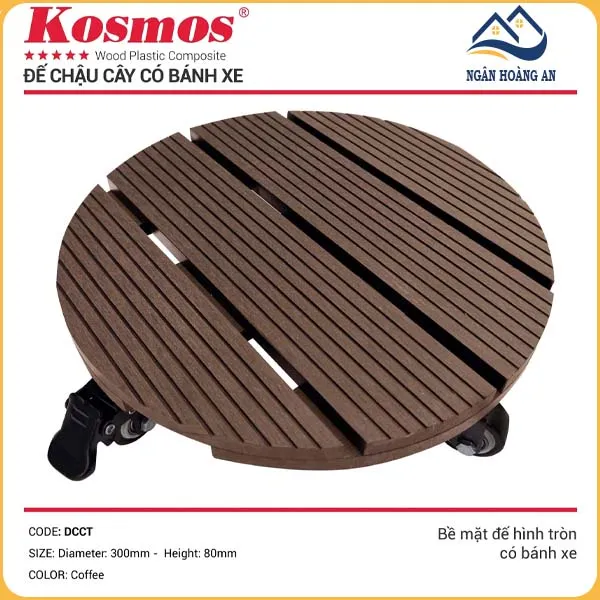 Đế Lót Chậu Cây Có Bánh Xe Gỗ Nhựa Ngoài Trời Kosmos Tròn Coffee Đế Lót Chậu Cây Có Bánh Xe Gỗ Nhựa Ngoài Trời Kosmos Tròn Coffee