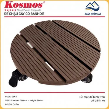 Đế Lót Chậu Cây Có Bánh Xe Gỗ Nhựa Ngoài Trời Kosmos Tròn Coffee