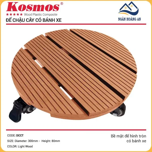 Đế Lót Chậu Cây Có Bánh Xe Gỗ Nhựa Ngoài Trời Kosmos Tròn Light Wood Đế Lót Chậu Cây Có Bánh Xe Gỗ Nhựa Ngoài Trời Kosmos Tròn Light Wood