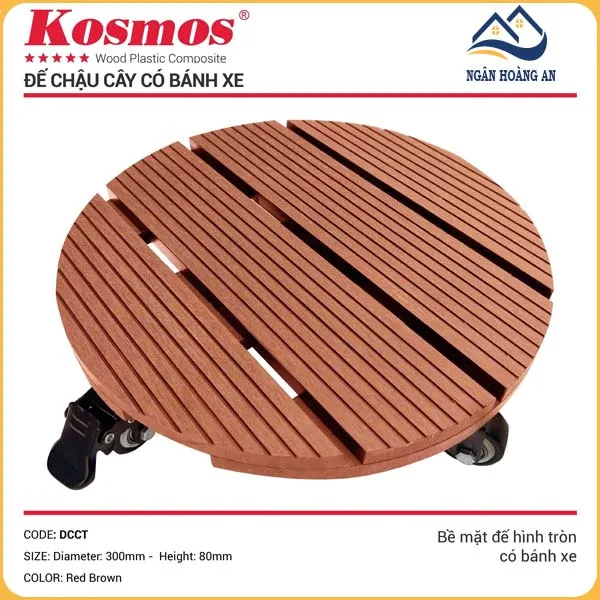 Đế Lót Chậu Cây Có Bánh Xe Gỗ Nhựa Ngoài Trời Kosmos Tròn Red Brown Đế Lót Chậu Cây Có Bánh Xe Gỗ Nhựa Ngoài Trời Kosmos Tròn Red Brown