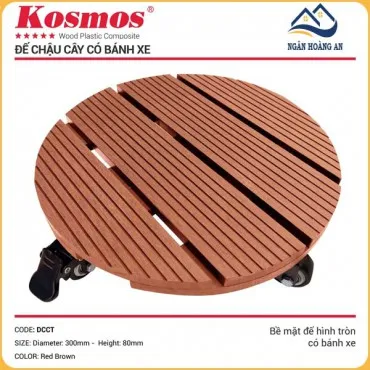 Đế Lót Chậu Cây Có Bánh Xe Gỗ Nhựa Ngoài Trời Kosmos Tròn Red Brown