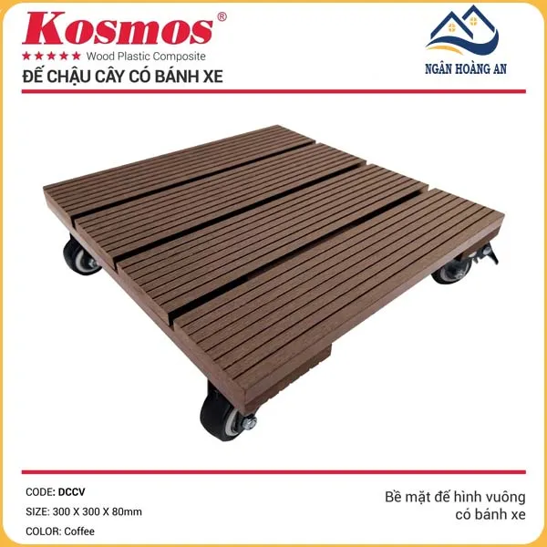 Đế Lót Chậu Cây Có Bánh Xe Gỗ Nhựa Ngoài Trời Kosmos Vuông Coffee Đế Lót Chậu Cây Có Bánh Xe Gỗ Nhựa Ngoài Trời Kosmos Vuông Coffee