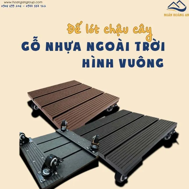 Đế Chậu Cây Có Bánh Xe Hình Vuông