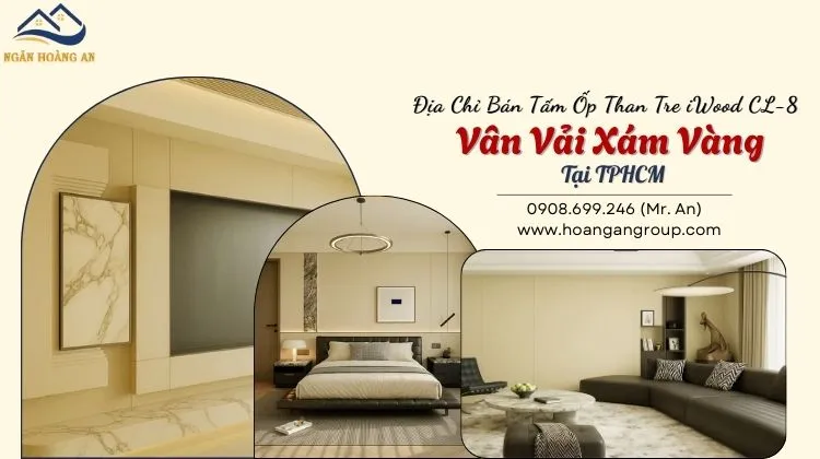 Địa Chỉ Bán Tấm Ốp Than Tre iWood CL-8 Vân Vải Xám Vàng Tại TPHCM