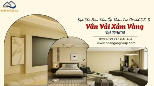 Địa Chỉ Bán Tấm Ốp Than Tre iWood CL-8 Vân Vải Xám Vàng Tại TPHCM
