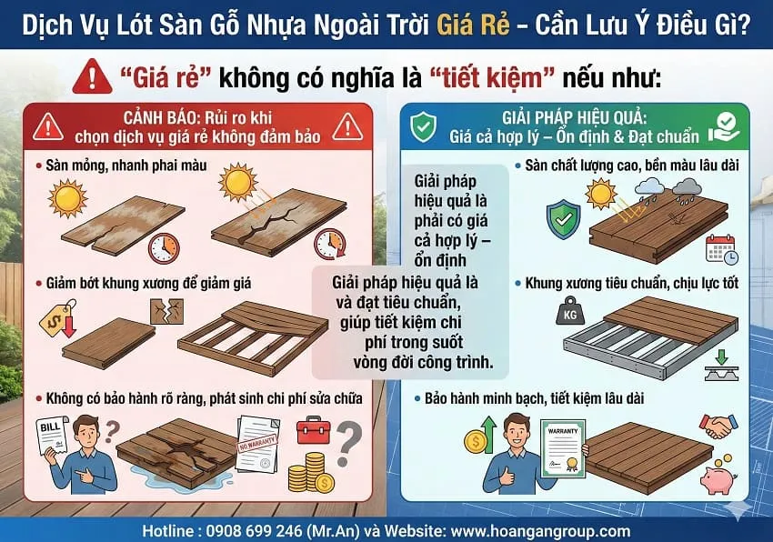Dịch Vụ Lót Sàn Gỗ Nhựa Ngoài Trời Giá Rẻ – Cần Lưu Ý Điều Gì?
