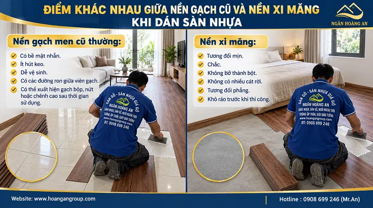Điểm Khác Nhau Giữa Nền Gạch Cũ Và Nền Xi Măng Khi Dán Sàn Nhựa Điểm Khác Nhau Giữa Nền Gạch Cũ Và Nền Xi Măng Khi Dán Sàn Nhựa