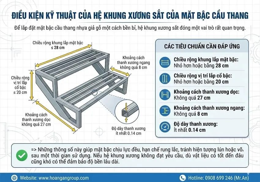 Điều Kiện Kỹ Thuật Của Hệ Khung Xương Sắt Của Mặt Bậc Cầu Thang
