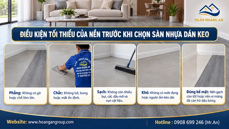 Điều Kiện Tối Thiểu Của Nền Trước Khi Chọn Sàn Nhựa Dán Keo