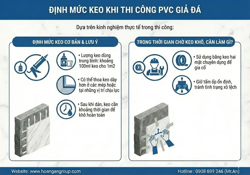 Định Mức Keo Khi Thi Công PVC Giả Đá