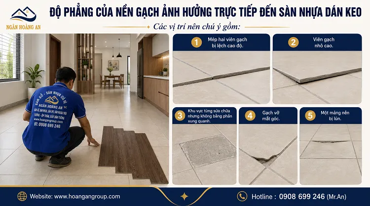 Độ Phẳng Của Nền Gạch Ảnh Hưởng Trực Tiếp Đến Sàn Nhựa Dán Keo Độ Phẳng Của Nền Gạch Ảnh Hưởng Trực Tiếp Đến Sàn Nhựa Dán Keo