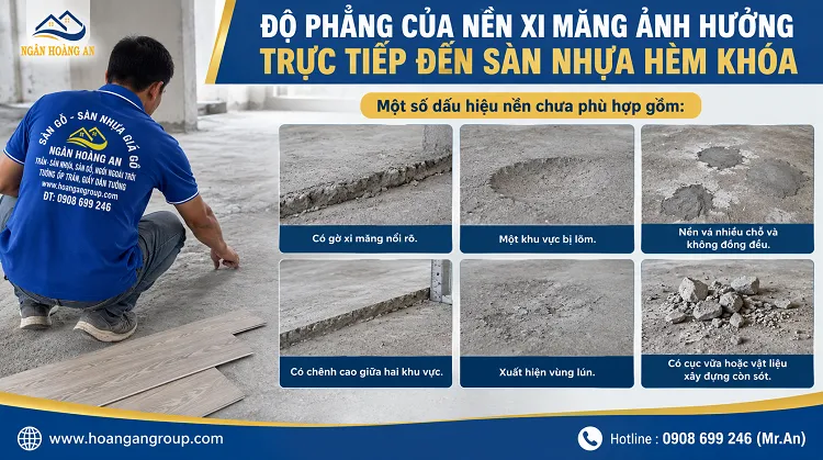 Độ Phẳng Của Nền Xi Măng Ảnh Hưởng Trực Tiếp Đến Sàn Nhựa Hèm Khóa