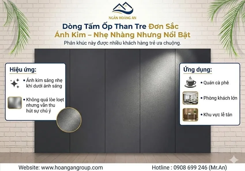 Dòng Tấm Ốp Than Tre Đơn Sắc Ánh Kim – Nhẹ Nhàng Nhưng Nổi Bật