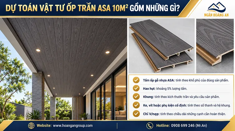 Dự Toán Vật Tư Ốp Trần ASA 10m² Gồm Những Gì?