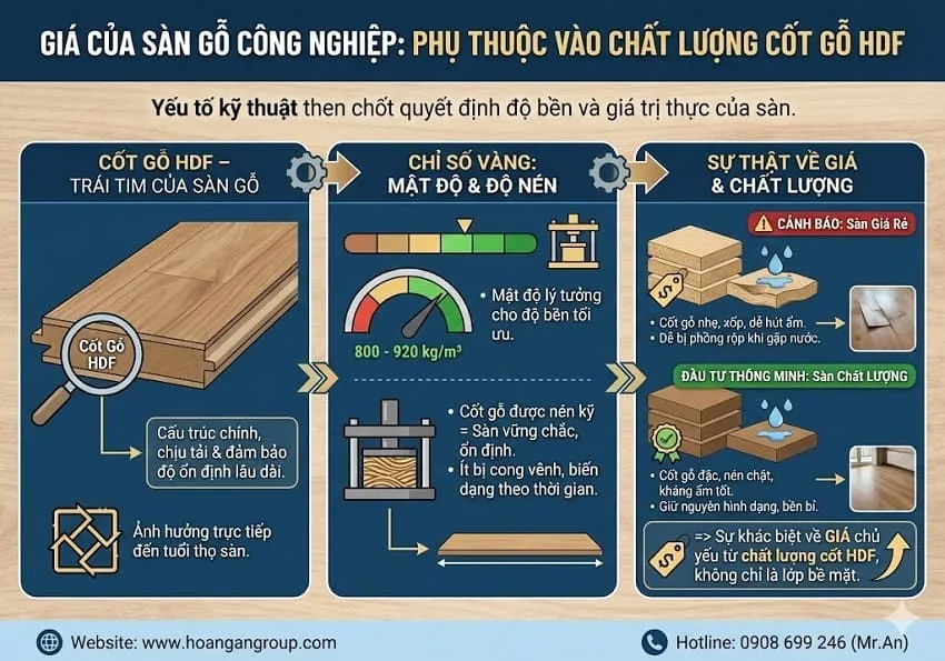 Giá Của Sàn Gỗ Công Nghiệp Phụ Thuộc Vào Cốt Gỗ HDF Giá Của Sàn Gỗ Công Nghiệp Phụ Thuộc Vào Cốt Gỗ HDF