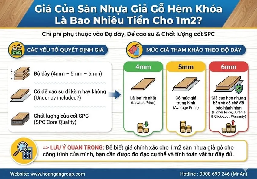 Giá Của Sàn Nhựa Giả Gỗ Hèm Khóa Là Bao Nhiêu Tiền Cho 1m2?