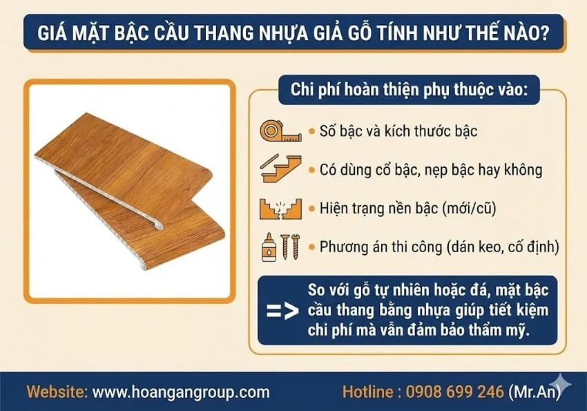 Giá Mặt Bậc Cầu Thang Nhựa Giả Gỗ Tính Như Thế Nào?