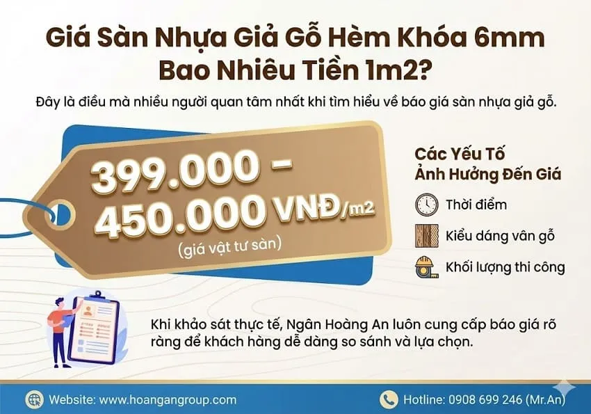 Giá Sàn Nhựa Giả Gỗ Hèm Khóa 6mm Bao Nhiêu Tiền 1m2?