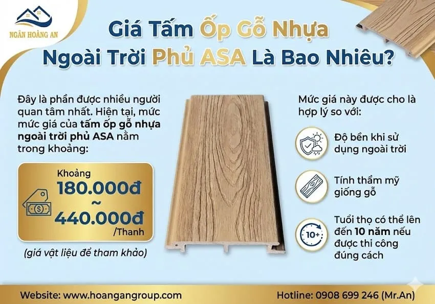 Giá Tấm Ốp Gỗ Nhựa Ngoài Trời Phủ ASA Là Bao Nhiêu?