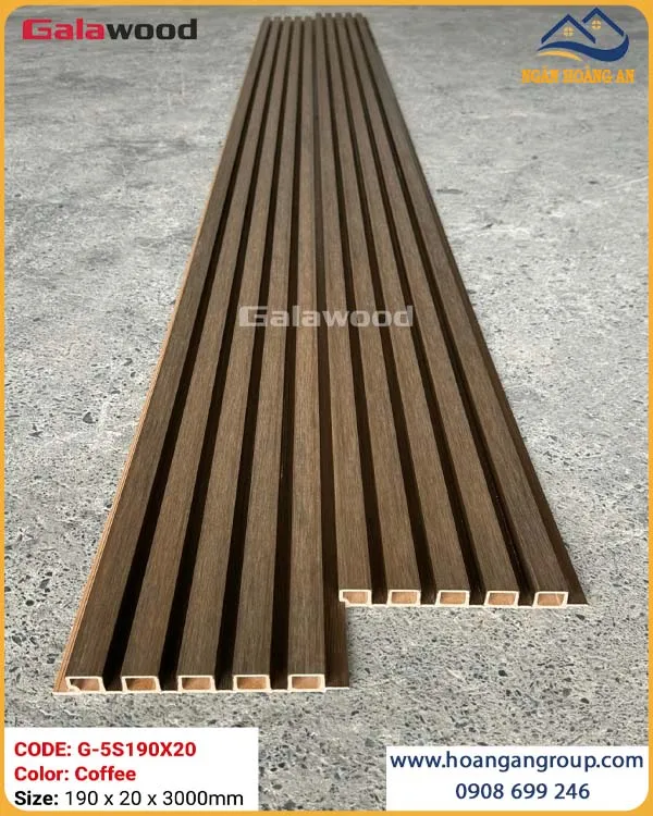 Tấm Ốp Lam 5 Sóng Ngoài Trời ASA Galawood G-5S190X20 Coffee