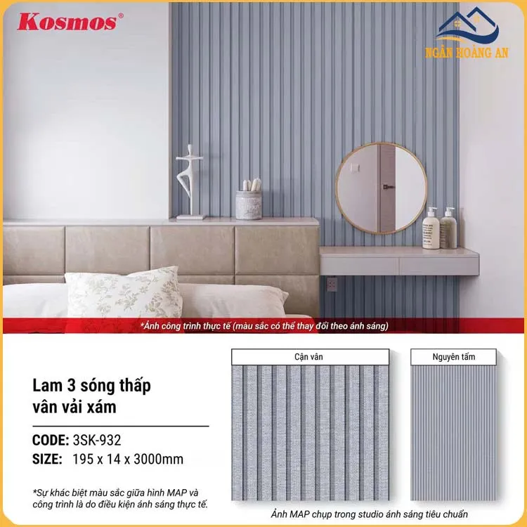Ứng Dụng Trong Nội Thất Của Lam Sóng Vân Vải Xám Kosmos 3SK-932