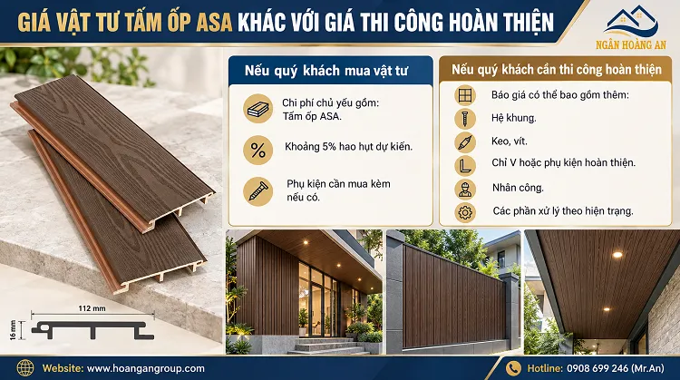 Giá Vật Tư Tấm Ốp ASA Khác Với Giá Thi Công Hoàn Thiện