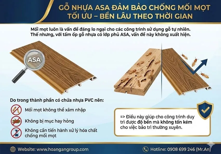 Gỗ Nhựa ASA Đảm Bảo Chống Mối Mọt Tối Ưu – Bền Lâu Theo Thời Gian
