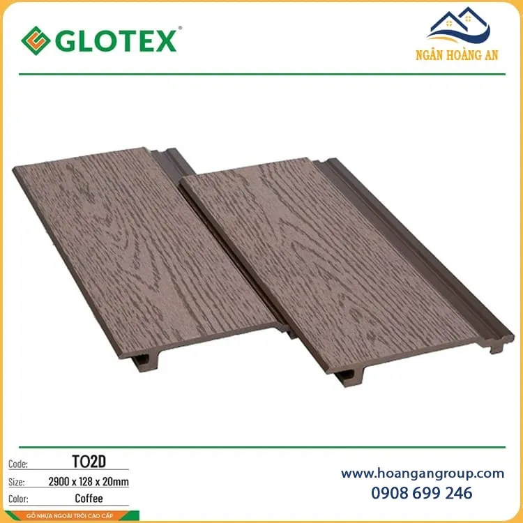 Tấm Ốp Gỗ Nhựa Ngoài Trời Ốp Tường Glotex TO2D Brown