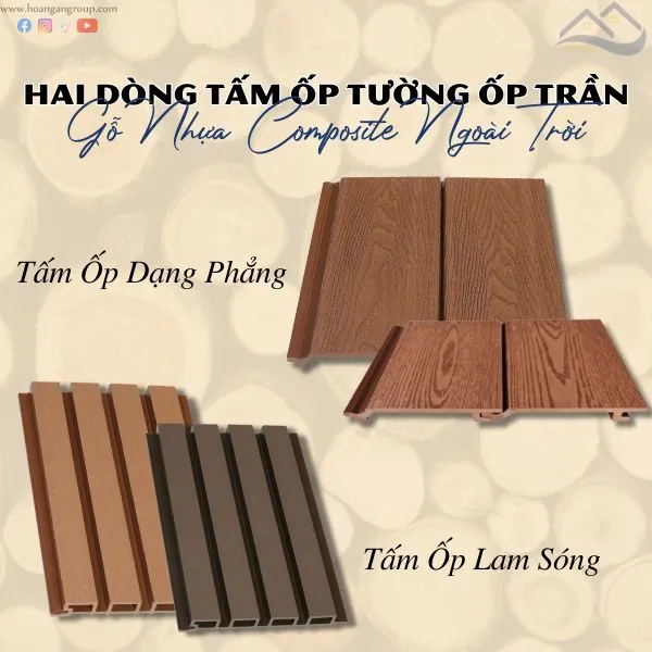 Hai Dòng Tấm Ốp Tường Ốp Trần Gỗ Nhựa Ngoài Trời