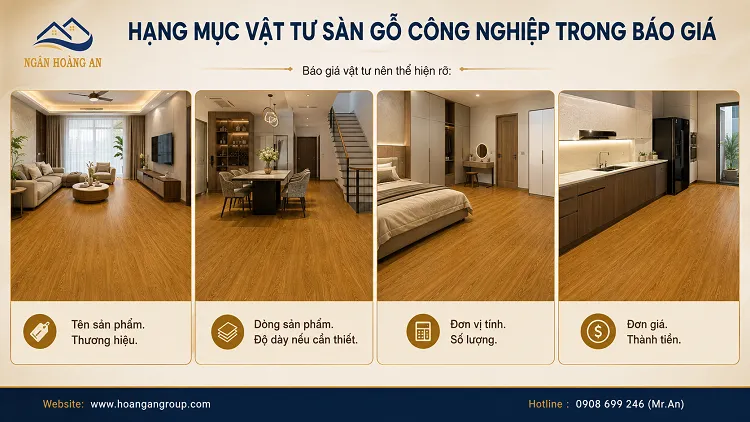 Hạng Mục Vật Tư Sàn Gỗ Công Nghiệp Trong Báo Giá