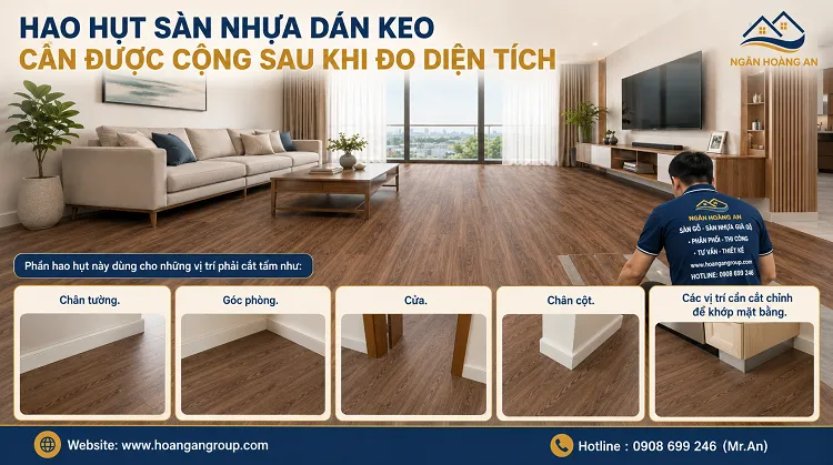 Hao Hụt Sàn Nhựa Dán Keo Cần Được Cộng Sau Khi Đo Diện Tích Hao Hụt Sàn Nhựa Dán Keo Cần Được Cộng Sau Khi Đo Diện Tích