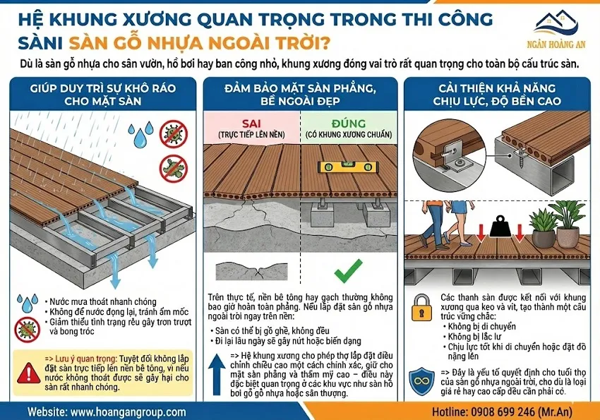 Hệ Khung Xương Quan Trọng Trong Thi Công Sàn Gỗ Nhựa Ngoài Trời?
